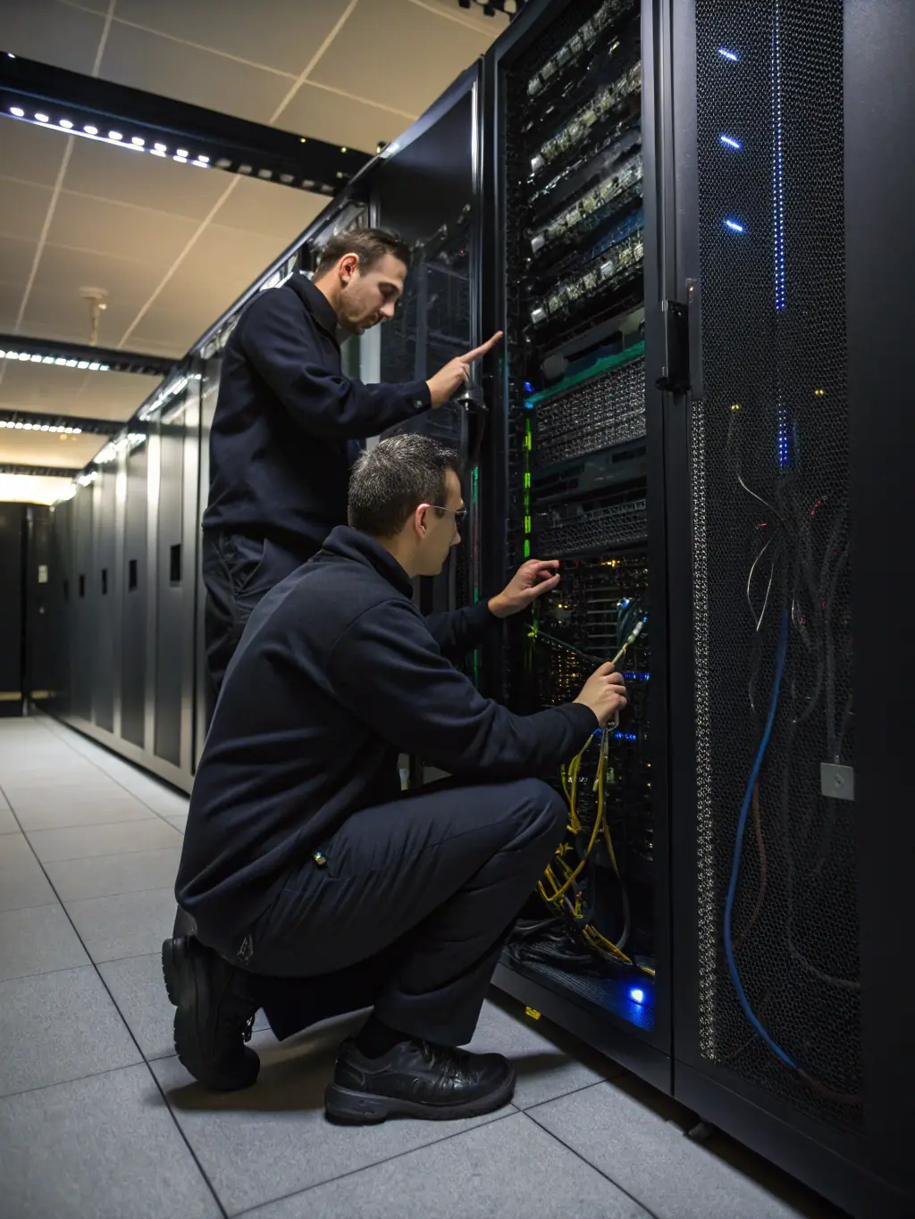 A network operations center with technicians monitoring fiber network performance, emphasizing Xgen Networks' wholesale fiber provision.
